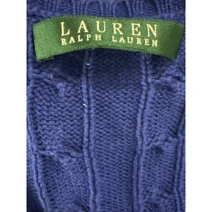 Lauren Ralph Lauren Royal Blue Cable Knit‎ V Neck Tunic Sweater Women's Size XL thumbnail 7