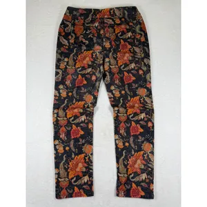 Soft Surroundings Floral Paisley Corduroy Pants Womens Black Orange‎ 2FT99 M thumbnail 9