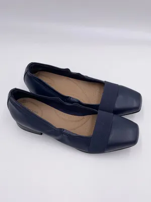 Clarks Women's Tilmont Slip Ballet Flats Size 9 Wide Navy Blue Leather Elastic thumbnail 2