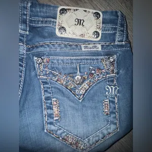 Miss Me Signature Skinny rhinestone embellishments denim low waist jeans 26 thumbnail 2