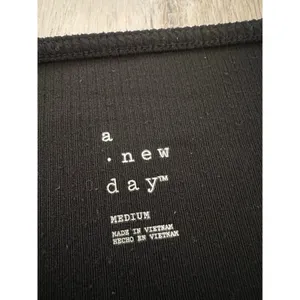 A New Day Black Ribbed Square Neck Bodysuit Medium thumbnail 6