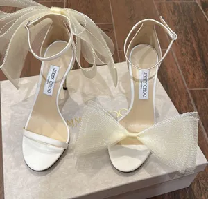 Jimmy Choo Aveline White Bow Heels thumbnail 1