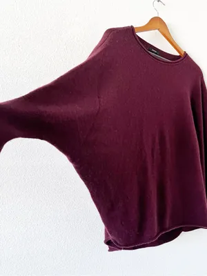 Quince Mongolian Cashmere Batwing Burgundy Oversized Dolman Sweater thumbnail 4