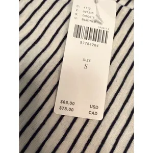 Anthropologie Pilcro Striped Ruched Sleeveless Top Ivory Black Cotton Small NWT thumbnail 9