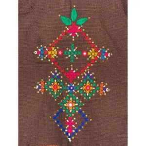 Vintage‎ Embroidered Knit Vest Womens Small Brown Boho Shell Fringe Trim thumbnail 6