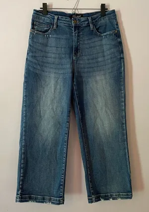 Judy Blue Wide Leg Medium Wash Jeans Cropped Fit High Rise Women's size 11 / 30 thumbnail 1