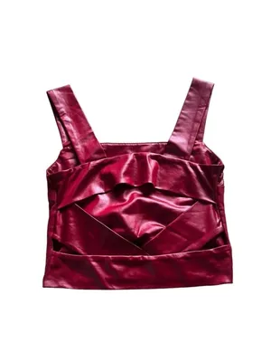 Illa Illa Metallic Red Open Back Crop Tank Top Small thumbnail 2