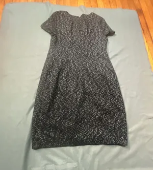 DKNY Tweed Sheath Dress Size 12 Black White Short Sleeve Made in Italy thumbnail 5
