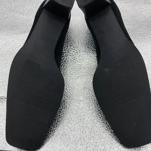 Stuart Weitzman black suede pinhole loafer heels thumbnail 7