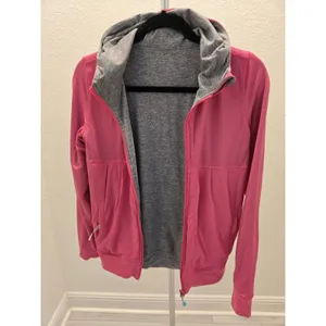 ​Ivivva Lululemon Girls 14 Reversible Full Zip Hoodie Gray Hot Pink Thumbholes thumbnail 8
