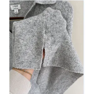 J.Crew Women's Extra-Soft Heather Gray Collared V-Neck Polo Sweater Sz S NWOT thumbnail 6