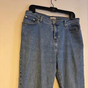 St. John’s Bay Mid Rise Ankle Crop Stretch Boot Flare Denim Jeans Blue Womens 12 thumbnail 2
