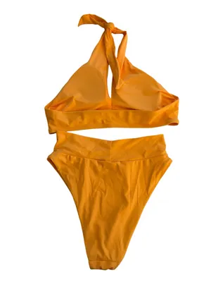 Aerie size large High-Waist Halter Bikini Set - Bright Orange thumbnail 11