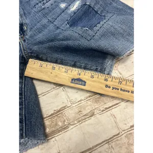 AMERICAN‎ EAGLE 6 Jean Shorts Cut Off Patches Denim Med Wash Distressed thumbnail 7