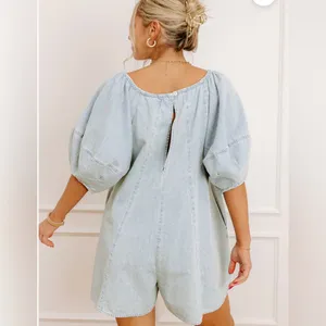 Light Blue Denim Romper thumbnail 4