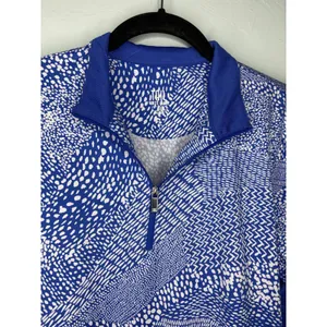 Tail Quarter Zip Polo Golf Shirt Women's Medium White Label Blue White Geometric thumbnail 2