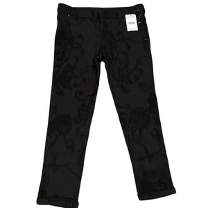 Free People Black Lace Chic Biker Gothic Jacquard Trouser Pants 8 thumbnail 2