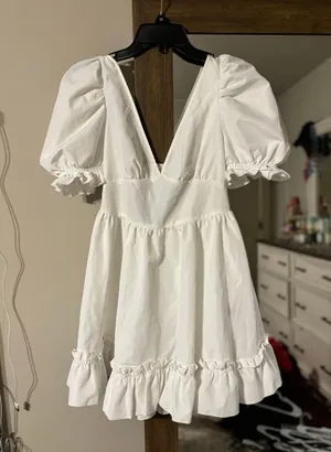White Babydoll Mini Dress thumbnail 1