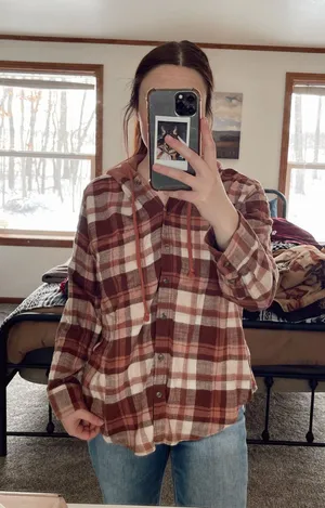 American Eagle Outfitters Hooded Flannel thumbnail 1