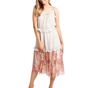 MISA Los Angeles Tiered Ruffle Mixed Print Midi Dress Large thumbnail 16