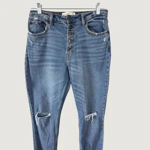 Abercrombie & Fitch Curve Love Mom Jeans 29 8R Medium Wash Distressed Button Fly thumbnail 5
