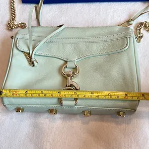 Rebecca MINKOFF Sherbet Green Leather Crossbody Purse Handbag with gold chain thumbnail 12