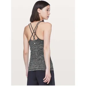 Lululemon Free To Be Serene Tank Top Black Ice Gray Strappy Back Size 8 thumbnail 2