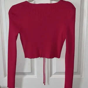 Zara Fuchsia Ribbed Cropped Tie‎ Top Size Med NWOT thumbnail 11