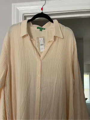 J. Crew Cream Pleated Button-Down Dress thumbnail 2
