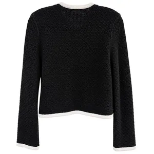 Abercrombie & Fitch Black with Cream Trim Knit Cardigan Sweater Size XS thumbnail 3
