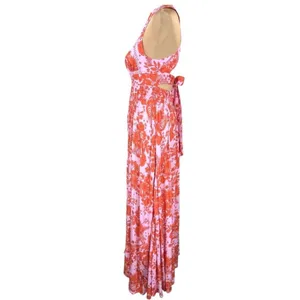 Anthropologie NWT Abel The Label ATL Rumi Candy Florals‎ Maxi Dress Halter Pink Orange S thumbnail 7
