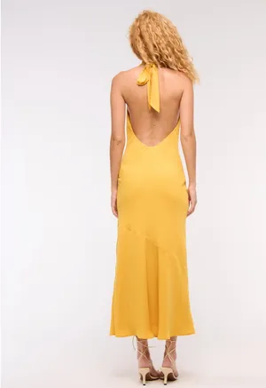 Abercrombie Yellow Cowl Halter Maxi Dress thumbnail 4