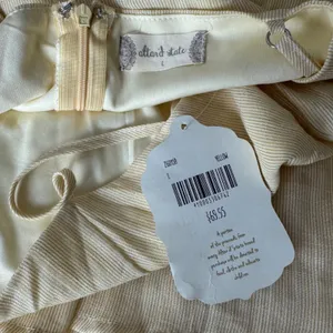 Altar'd State NWT Cottagecore Yellow Pinstripe Tiered Mini Dress L Coquette Romantic Whimsy thumbnail 2