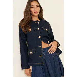 MAEVE Oversized Denim Jacket in Denim Medium Blue Size XL thumbnail 3