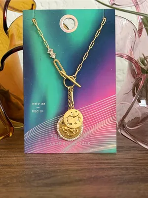 Anthropologie x Tai DOUBLE COIN ZODIAC NECKLACE thumbnail 2