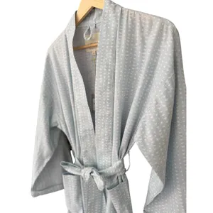 NWT Haven Well Within Cotton Linen Long Robe Medium Batik Dot Saltwater Quiet thumbnail 3