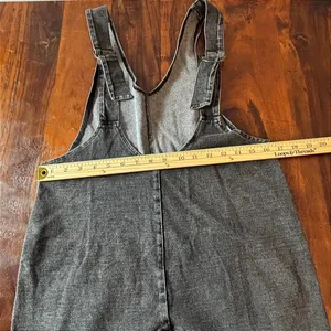 Exlura Womens Black Acid Wash‎ Denim Overalls JP052 Seam Detail XS New thumbnail 7