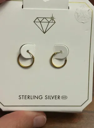 Sterling silver 925 earrings small hoop gold tone 1 pair thumbnail 1