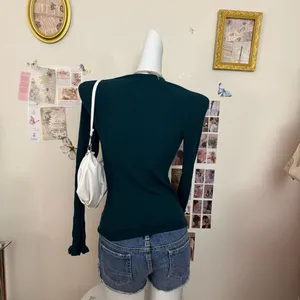 Ann Taylor Green Ribbed Long Sleeve Sweater Top Medium thumbnail 3