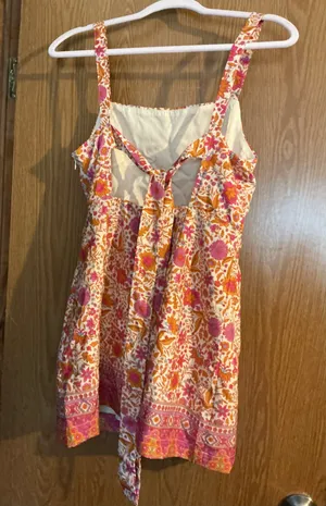 VICI Floral Sundress | Medium | Pink & Orange Boho Summer Dress thumbnail 3