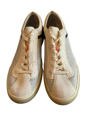 Rothy’s The Court Sneaker Cream Navy Knit Lace-Up Shoes Women’s Size 9 thumbnail 2