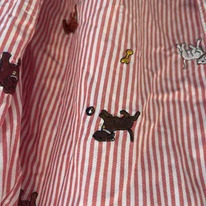 Teddi Red White Striped Embroidered Dog Bone Button Down Shirt 1X Whimsical thumbnail 3