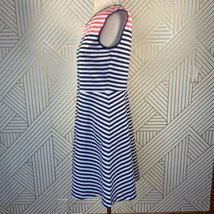 Draper James Stripe Ponte‎ A-Line Dress Navy Coral thumbnail 7
