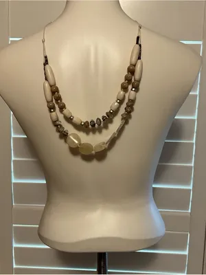 J. Jill Three-Strand Beaded Necklace in Cream and Brown thumbnail 1