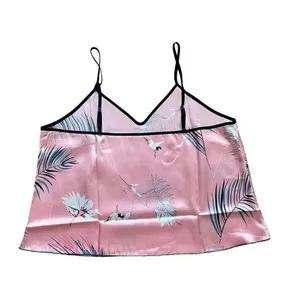 Bohemian Retro Plant Print Pajama Set, V Neck Cami Top & Short SZ L # 1636 thumbnail 7