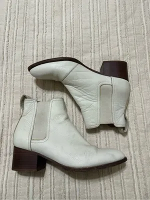 rag & bone White Leather Chelsea Booties with Stacked Heel Size 37 thumbnail 8