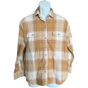 Womens Old Navy Plaid Fall Flannel Boyfriend Button Down Tunic Shirt Top - Sz S thumbnail 3
