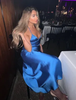 Zara maxi long satin slip blue strappy royal bodycon gown dress evening wedding thumbnail 1