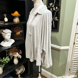 Free People “Can’t Fool Me” Collared Draped Top Gray Size M thumbnail 10