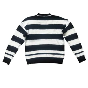 Olive Scent Striped Knit Crewneck Sweater Size Small Black White Grunge Coquette thumbnail 2